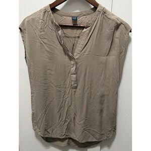 Old Navy Tunic Top Size XS Tan Beige V Neck Sleeveless 100% Rayon Summer Staple
